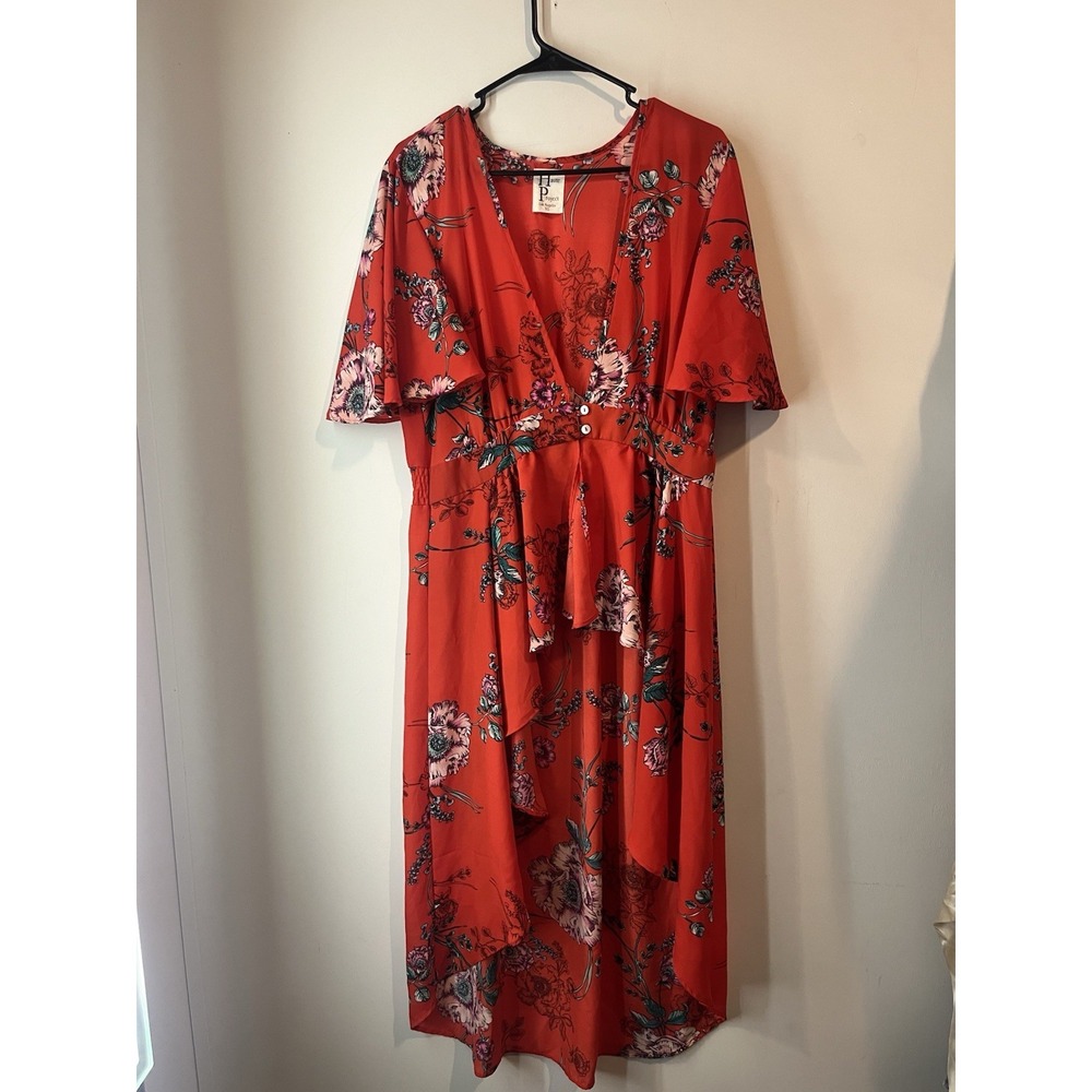 Haute‎ Project Los Angeles Sheer Long Floral Duster Cover Up Cardigan Women's XL